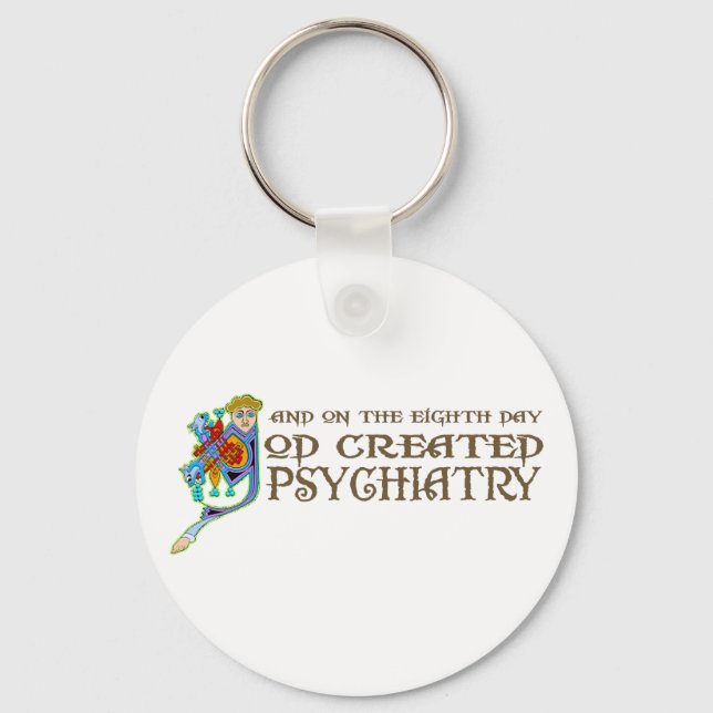 God Created Psychiatry Keychain (Front)