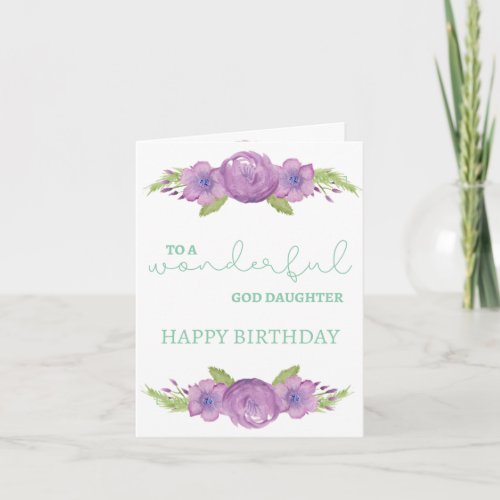 God Daughter Birthday Card _ Purple Flowers