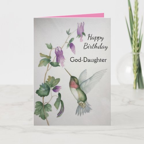 God_Daughter Birthday Hummingbird Garden Card