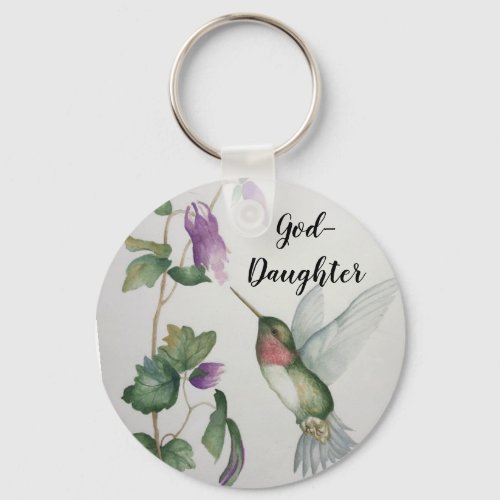 God_Daughter Elegant Hummingbird Button Keychain