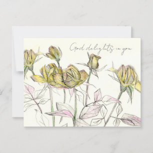 God Delights in You Yellow Roses Religious Postcard
