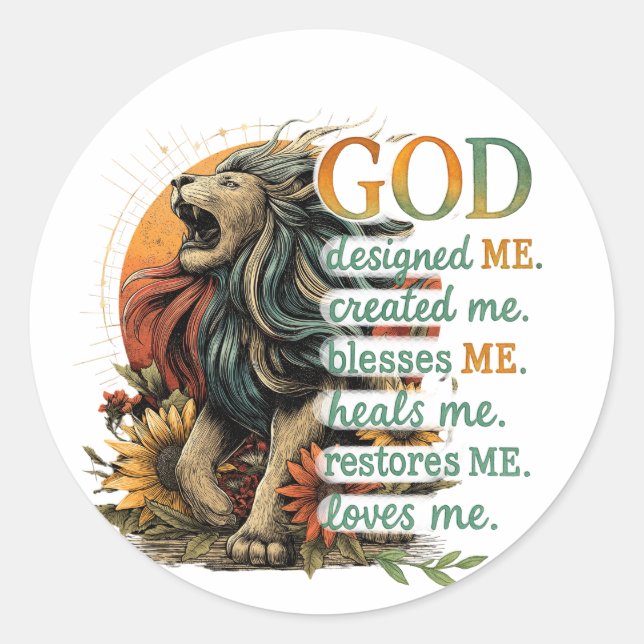 God Designed Me...  Classic Round Sticker (Front)