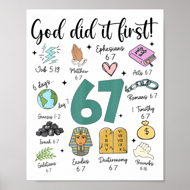 God Did It First 67 Meme Retro Christian Funny Fai Poster (Front)