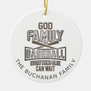 God Family Baseball Family Christmas Ceramic Ornament
