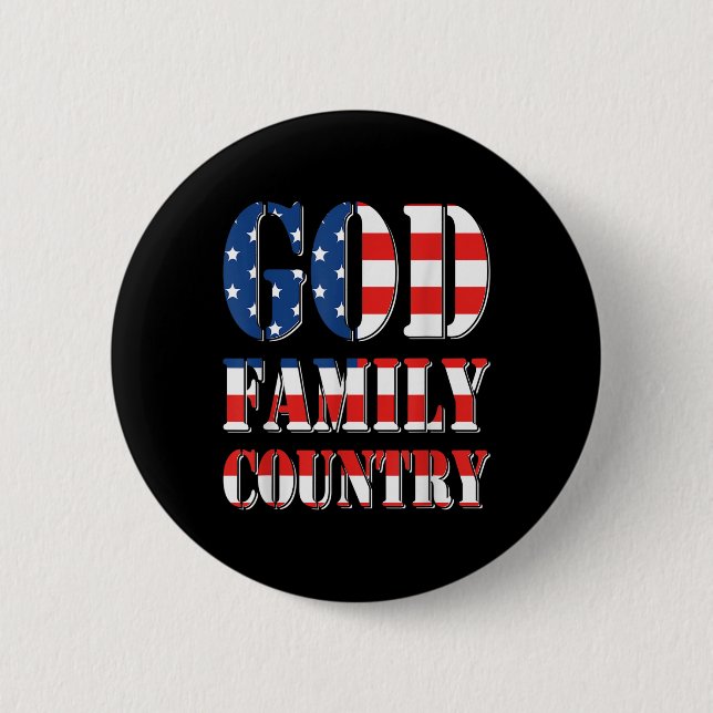 God Family Country America Us Flag Proud Memorial  Button (Front)