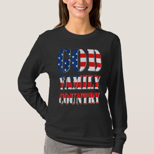 God Family Country America Us Flag Proud Memorial  T_Shirt