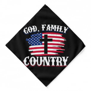 God Family Country American Flag Cross Christian P Bandana