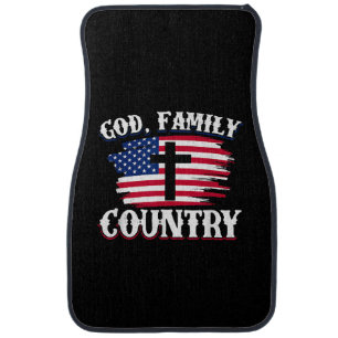 God Family Country American Flag Cross Christian P Car Floor Mat