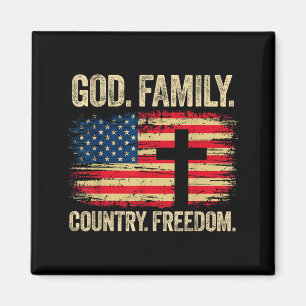 God Family Country Dom Usa Flag Cross Magnet