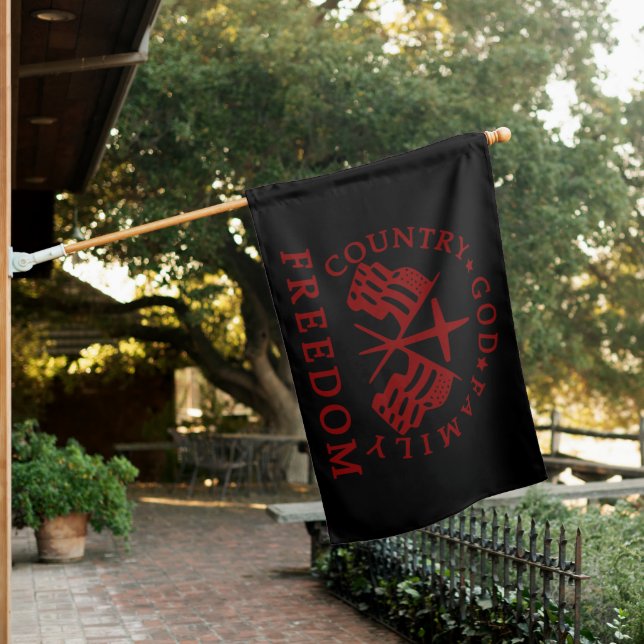 God Family Country Freedom House Flag (In SItu)