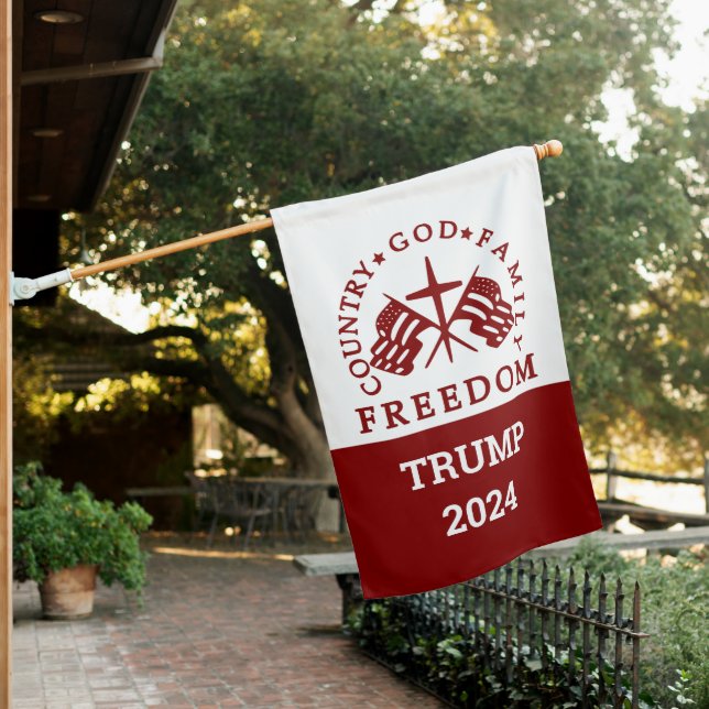 God Family Country Freedom House Flag (In SItu)