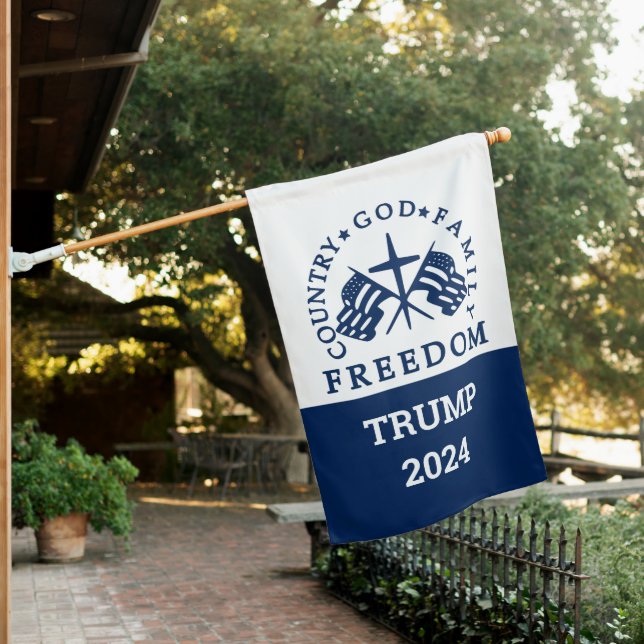 God Family Country Freedom House Flag (In SItu)