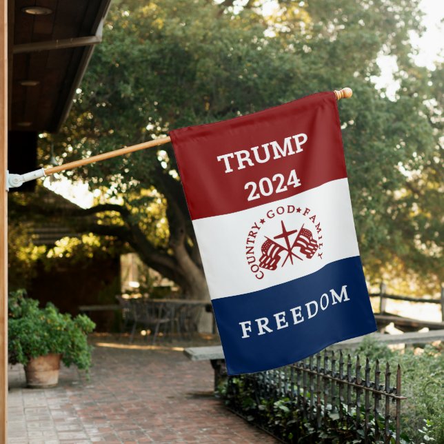 God Family Country Freedom House Flag (In SItu)