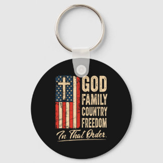 God Family Country Freedom In That Order Usa Flag Keychain