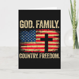 God Family Country Freedom Usa Flag Cross Card