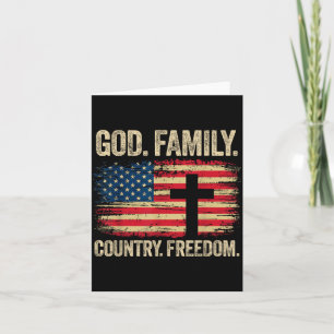 God Family Country Freedom USA Flag Cross Card