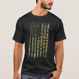 God Family Country Freedom Vintage Camouflage Amer T-Shirt