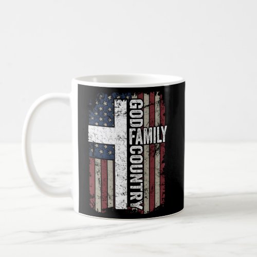 God Family Country _ Patriotic Christian Cross Usa Coffee Mug