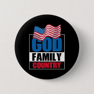 God Family Country Soldier Patriot US Flag Memoria Button