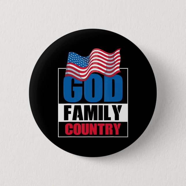 God Family Country Soldier Patriot US Flag Memoria Button (Front)