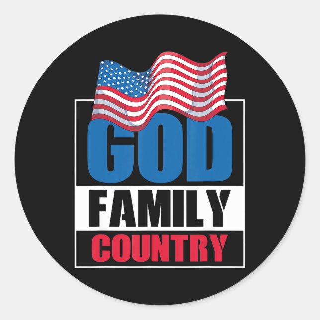 God Family Country Soldier Patriot US Flag Memoria Classic Round Sticker (Front)