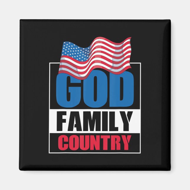 God Family Country Soldier Patriot US Flag Memoria Magnet (Front)