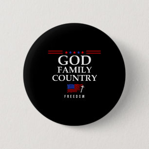 God Family Country Us Flag Christian Saying Dom Je Button