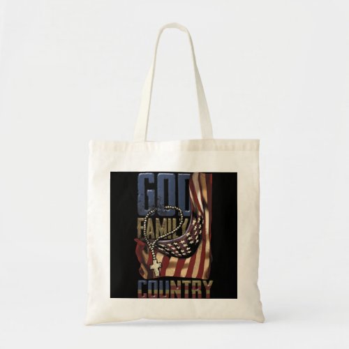God Family Country US Flag Patriotic Christian Jes Tote Bag