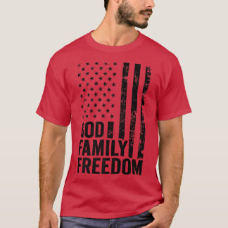 God Family FreedomPatriotic USA Flag Christian Fai T-Shirt
