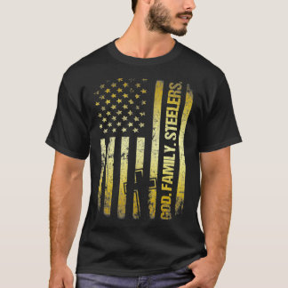 God Family Steeler Us Flag Father's Day Dad Funny T-Shirt