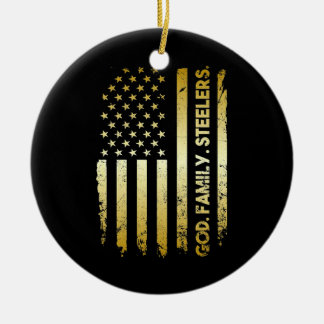 God Family Steelers Ceramic Ornament