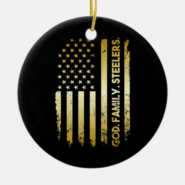 God Family Steelers Ceramic Ornament (Front)