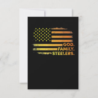 God Family Steelers Pro Us Flag Card