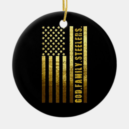 God Family Steelers Pro Us Flag Ceramic Ornament