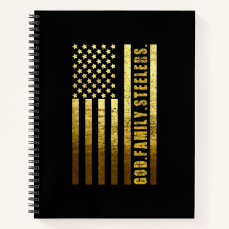 God Family Steelers Pro Us Flag Notebook