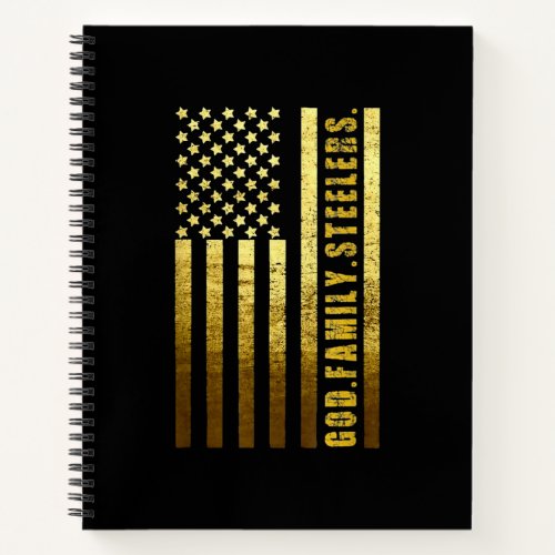 God Family Steelers Pro Us Flag Notebook