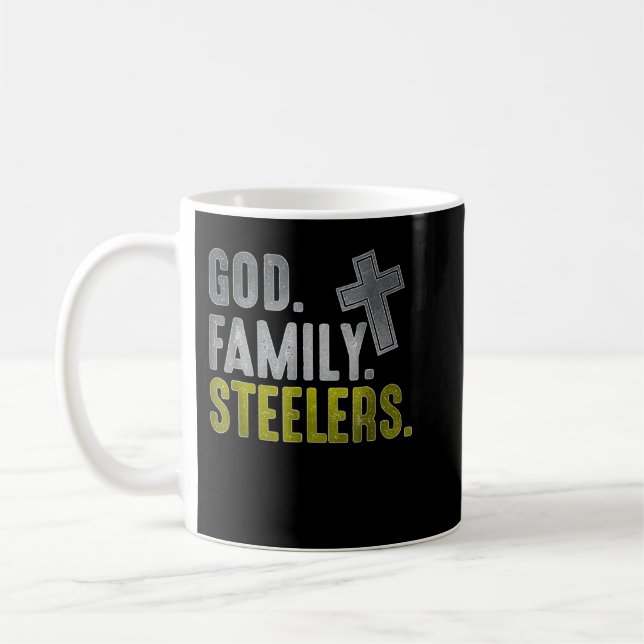 God Family Steelers Pro Us Flag Tee Father's Day D Coffee Mug (Left)