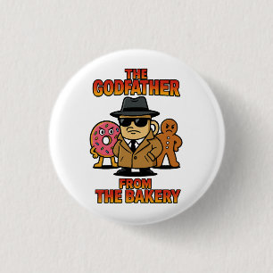God Father from Bakery – Cartoon Coffee & Donuts Button