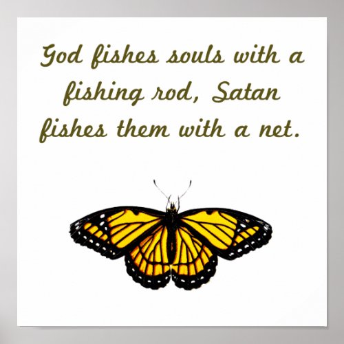 God Fishes Souls With A Fishing Rod Poster