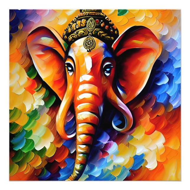 God Ganesha Colorful Painting Photo Print (Front)
