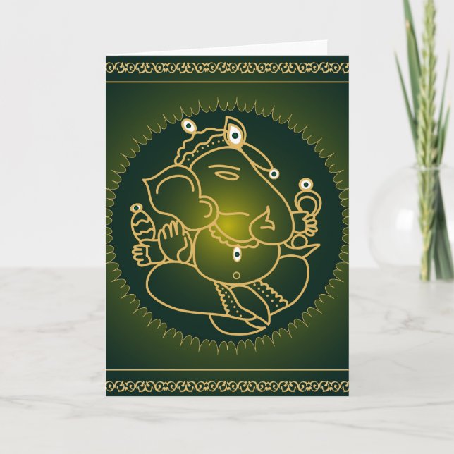 God Ganesha on green - Card (Front)