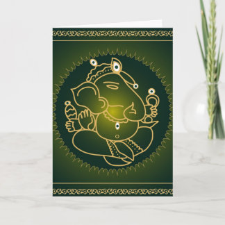 God Ganesha on green - Card