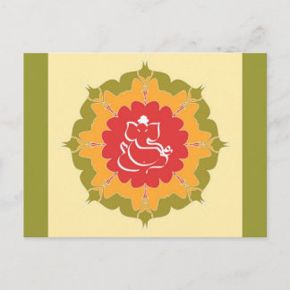 God Ganesha on mandala flower Postcard