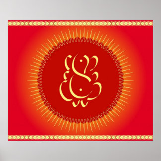 God Ganesha with sun rays Poster