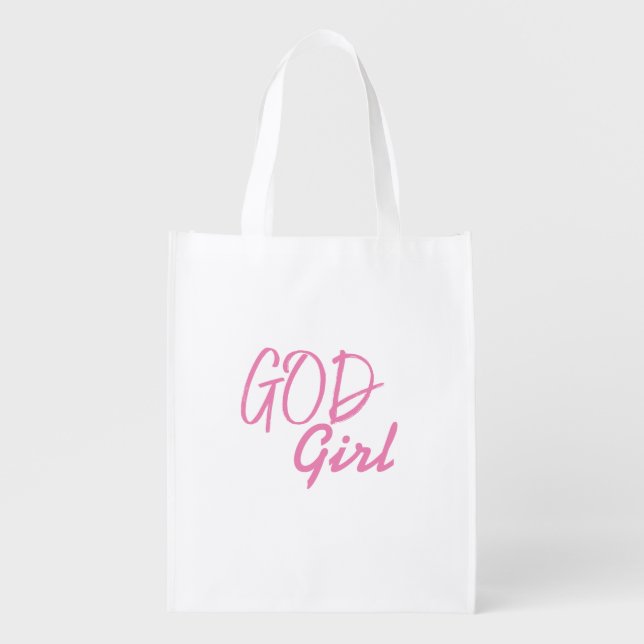 God Girl Button Grocery Bag (Front)