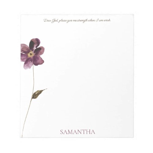 God give me strength Purple Flower Personalized Notepad