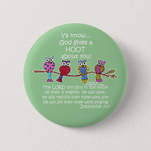 God Gives a Hoot Owls Button
