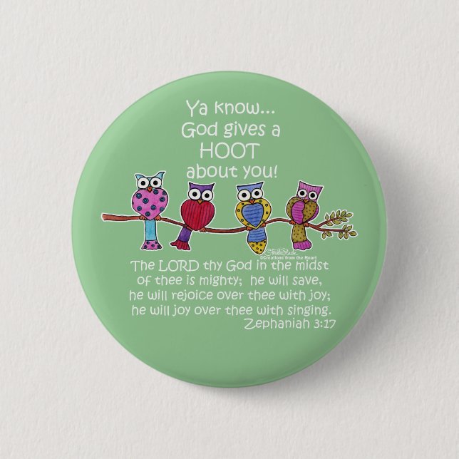 God Gives a Hoot Owls Button (Front)