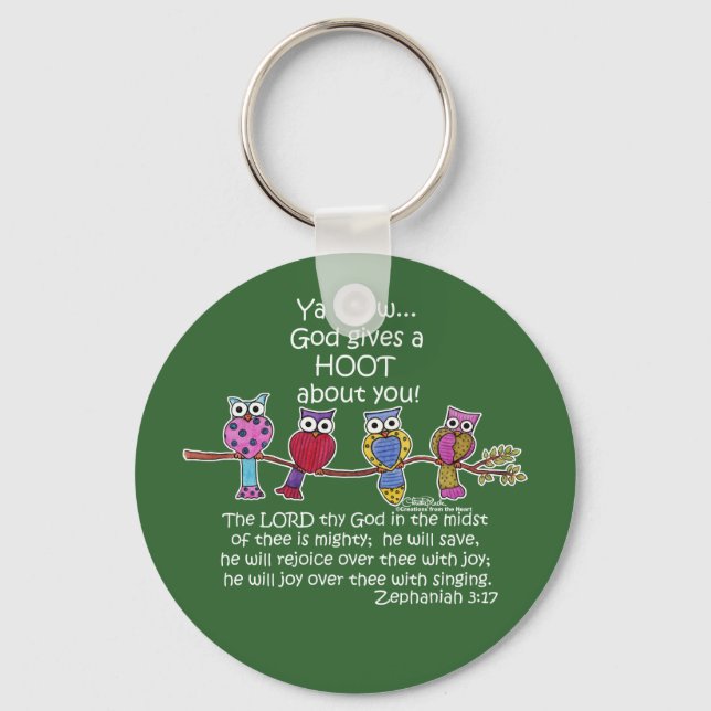 God Gives a Hoot Owls Keychain (Front)