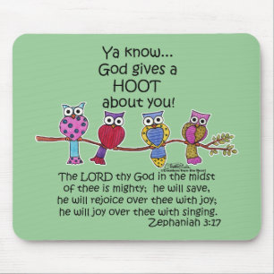 God Gives a Hoot Owls Mouse Pad